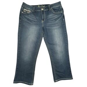 ND Weekend Denim‎ Bling Heavy Stitch Size 12 Capri 31"X22" Y2K Mid-Rise Stretch